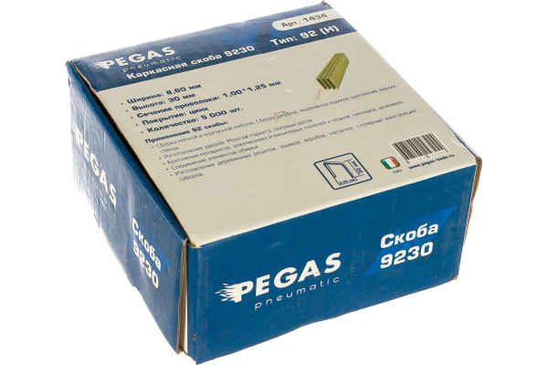 Скоба Pegas pneumatic 9230 длина 30 мм., ширина 8.6 упак. 5000 шт. PGS-1434