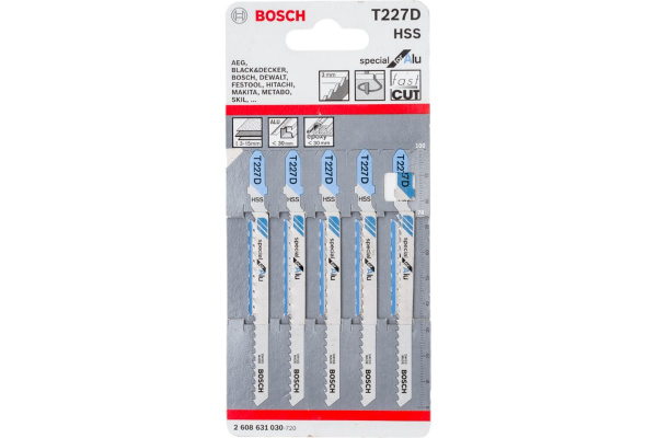 Bosch 5 лобзиковых пилок t 227 d, hss лобзиковые пилки 2608631030